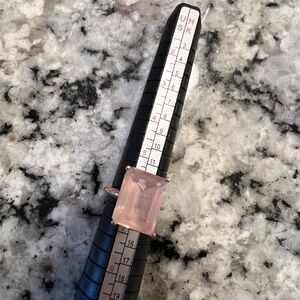 10 caret emerald cut pink morganite in 14k rose gold setting - appraised 4k